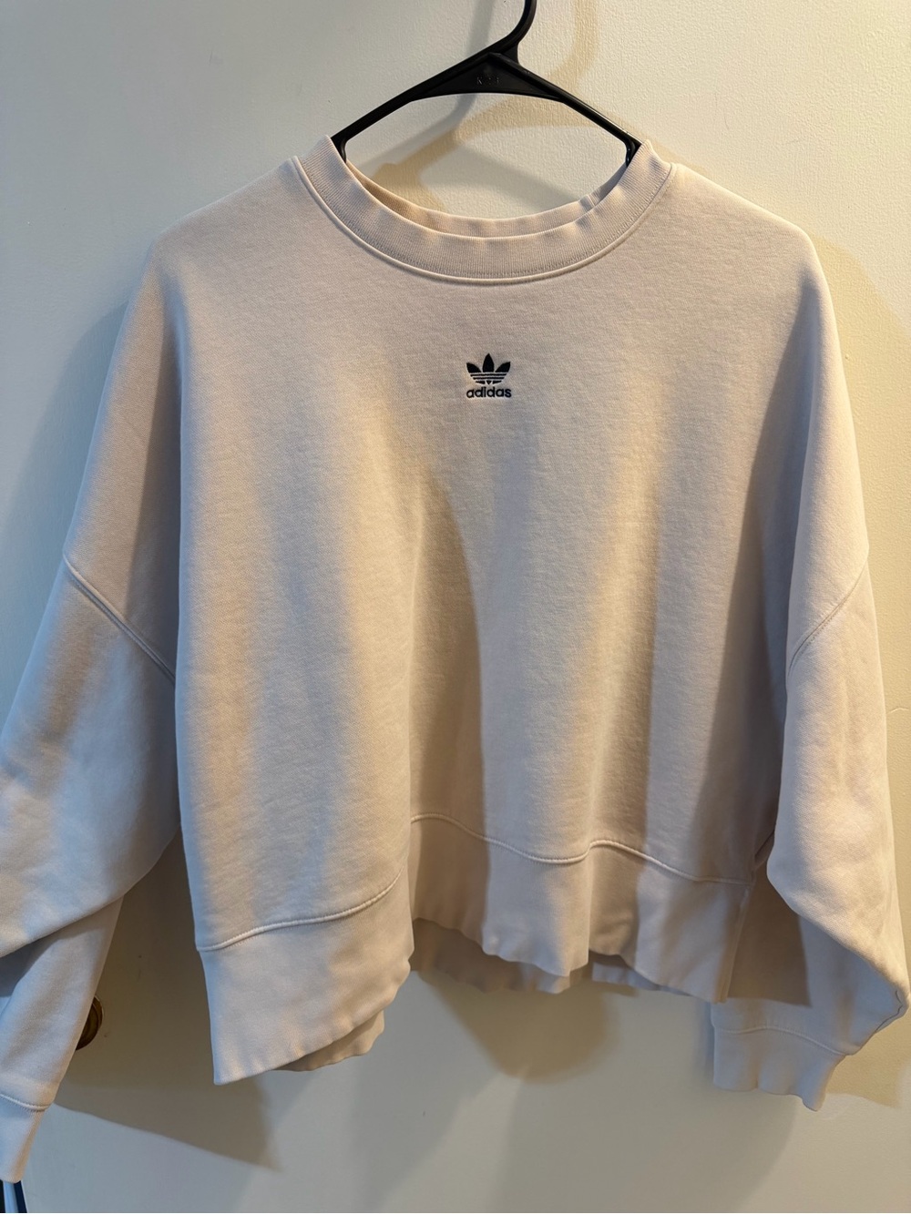 adidas Women's Light Cream Cropped Crewneck Sweatshirt